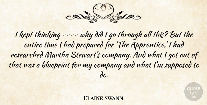 Elaine Swann Quote About Blueprint, Company, Entire, Kept, Martha: I Kept Thinking Why Did...