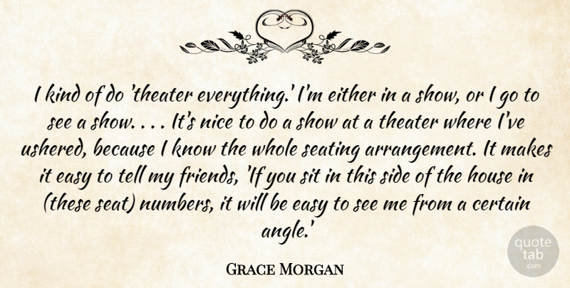 Grace Morgan Quote About Certain, Easy, Either, House, Nice: I Kind Of Do Theater...