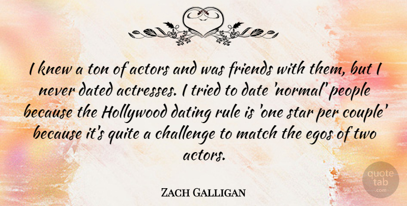 Zach Galligan Quote About Dated, Dating, Egos, Knew, Match: I Knew A Ton Of...