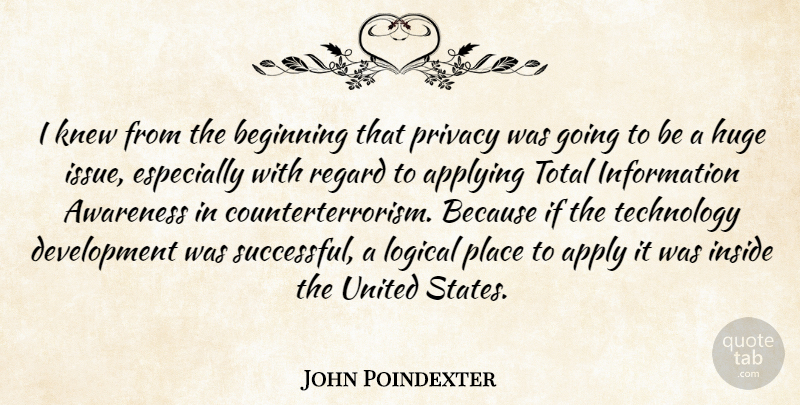 John Poindexter Quote About Successful, Technology, Issues: I Knew From The Beginning...