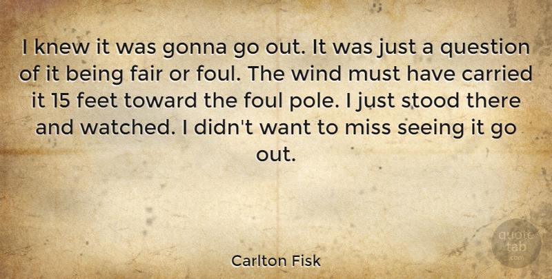 Carlton Fisk Quote About Sports, Feet, Wind: I Knew It Was Gonna...