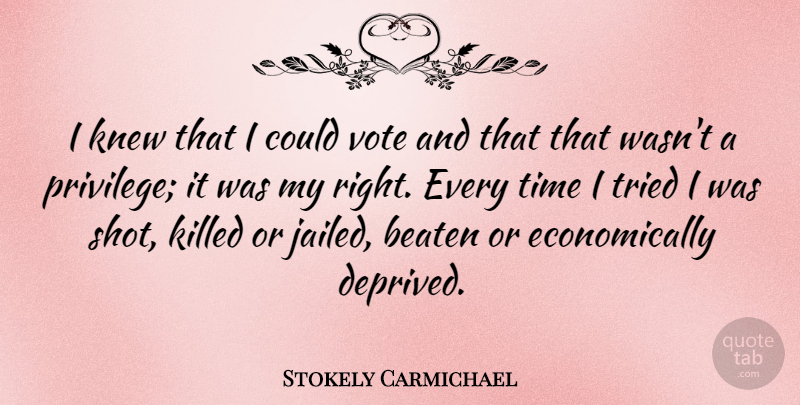 Stokely Carmichael Quote About Privilege, Vote, Revolutionary: I Knew That I Could...
