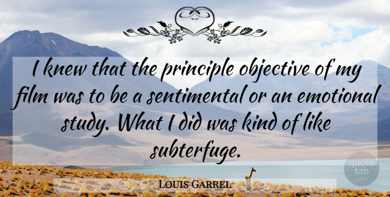 Louis Garrel Quote About Emotional, Sentimental, Principles: I Knew That The Principle...