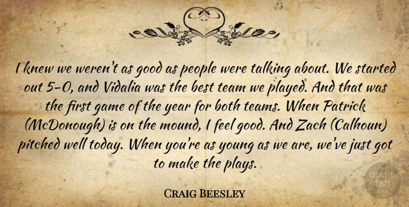 Craig Beesley Quote About Best, Both, Game, Good, Knew: I Knew We Werent As...