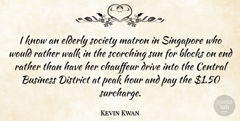 Kevin Kwan Quote About Blocks, Business, Central, Chauffeur, District: I Know An Elderly Society...