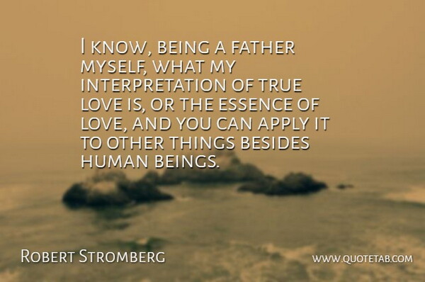 Robert Stromberg Quote About Apply, Besides, Essence, Human, Love: I Know Being A Father...