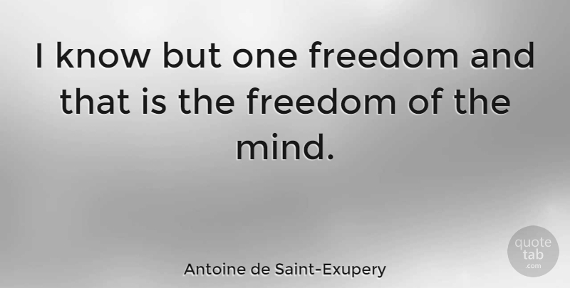 Antoine de Saint-Exupery Quote About Freedom, Meditation Practice, Meditation And Yoga: I Know But One Freedom...