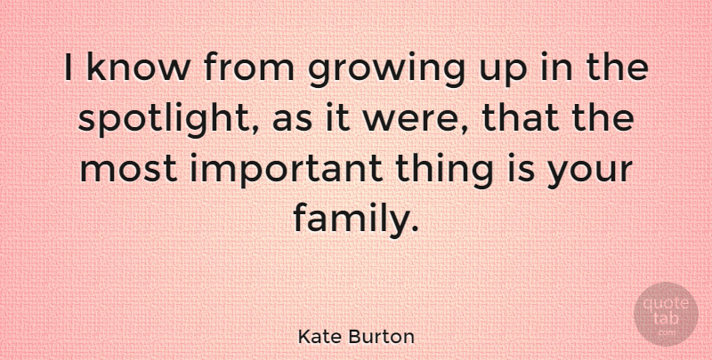 Kate Burton Quote About Growing Up, Important, Spotlight: I Know From Growing Up...