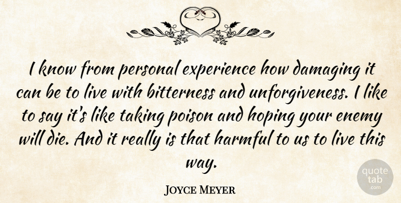 Joyce Meyer Quote About Depression, Enemy, Way: I Know From Personal Experience...