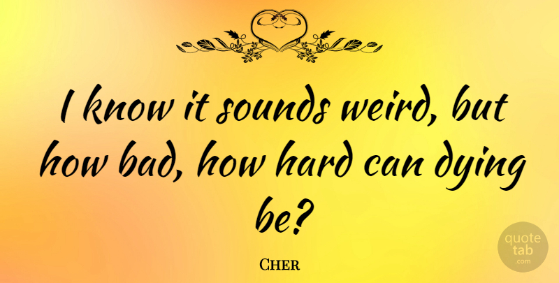 Cher Quote About Hard: I Know It Sounds Weird...