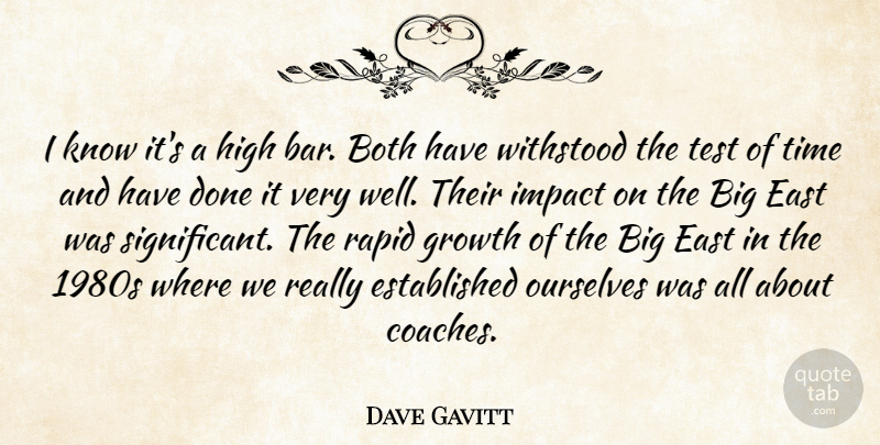 Dave Gavitt Quote About Both, East, Growth, High, Impact: I Know Its A High...