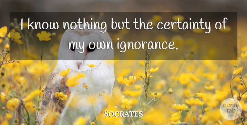 Socrates Quote About Ignorance, Certainty, Knows: I Know Nothing But The...