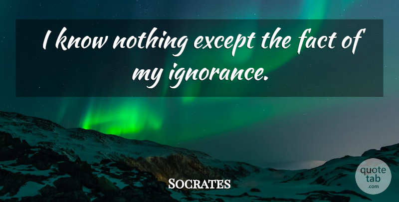 Socrates Quote About Ignorance, Knowing Nothing, Facts: I Know Nothing Except The...