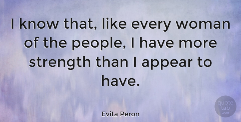 Evita Peron Quote About Strength: I Know That Like Every...