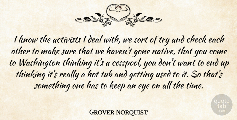 Grover Norquist Quote About Eye, Thinking, Trying: I Know The Activists I...