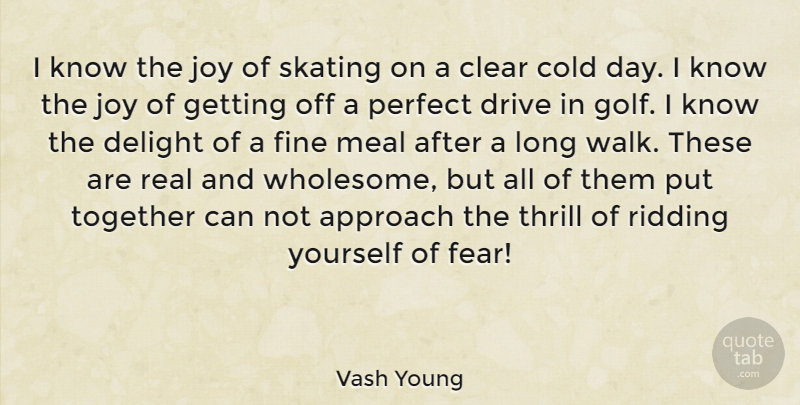 Vash Young Quote About Real, Golf, Long Walks: I Know The Joy Of...