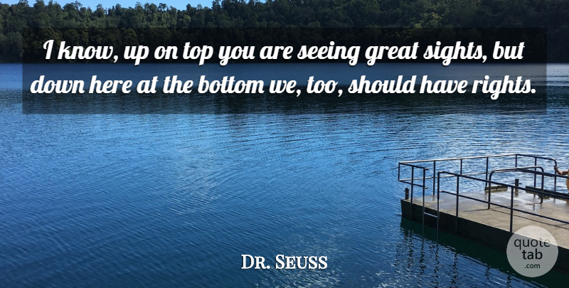 Dr. Seuss Quote About Inspiring, Equality, Sight: I Know Up On Top...
