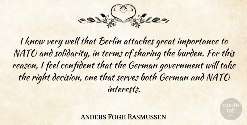 Anders Fogh Rasmussen Quote About Government, Decision, Berlin: I Know Very Well That...