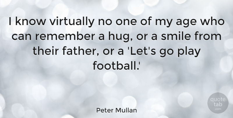 Peter Mullan Quote About Football, Father, Play: I Know Virtually No One...