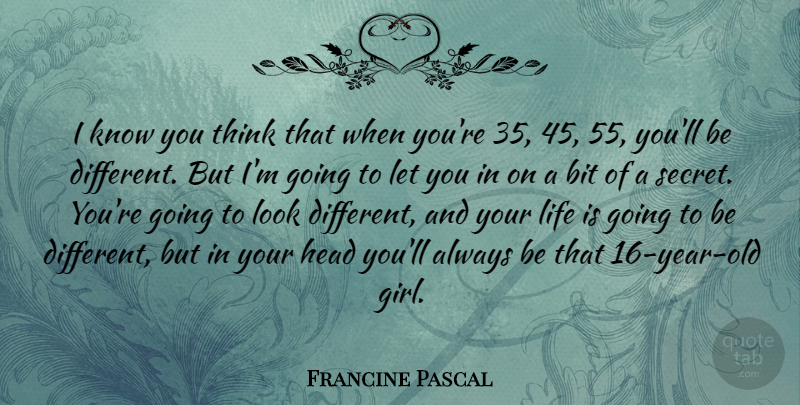 Francine Pascal Quote About Girl, Thinking, Years: I Know You Think That...