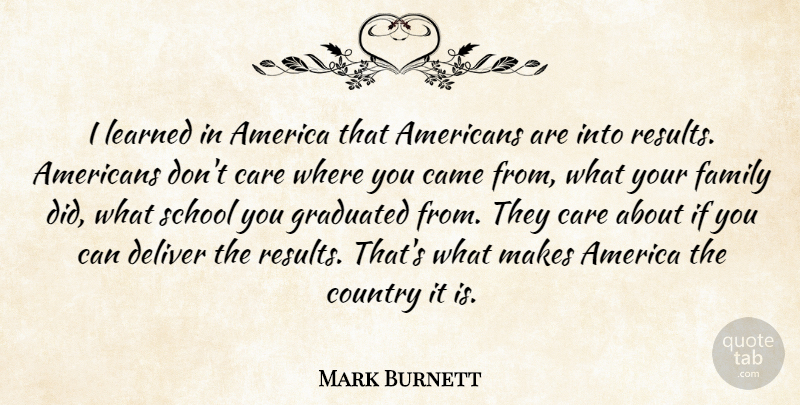 Mark Burnett Quote About Country, School, America: I Learned In America That...