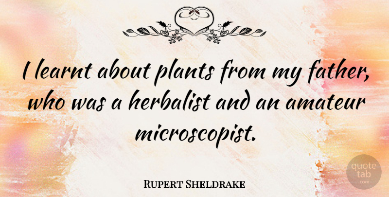 Rupert Sheldrake Quote About Learnt: I Learnt About Plants From...