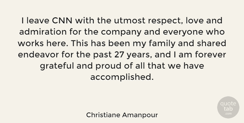 Christiane Amanpour Quote About Grateful, Past, Years: I Leave Cnn With The...