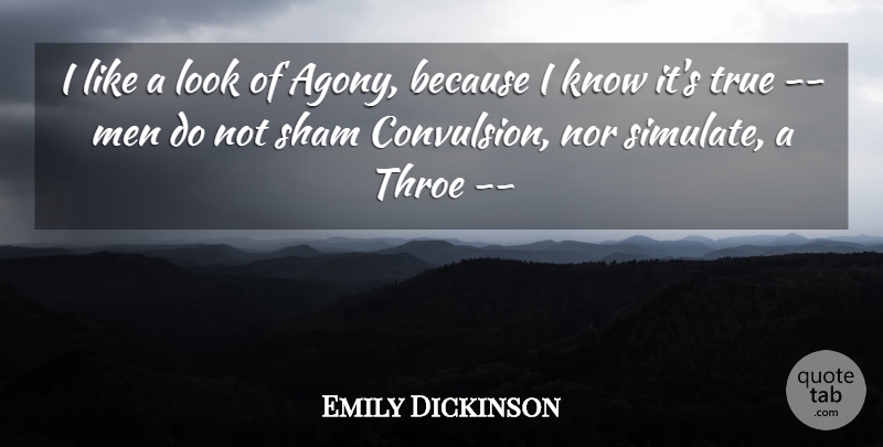 Emily Dickinson Quote About Men, Nor, Sham, Suffering, True: I Like A Look Of...