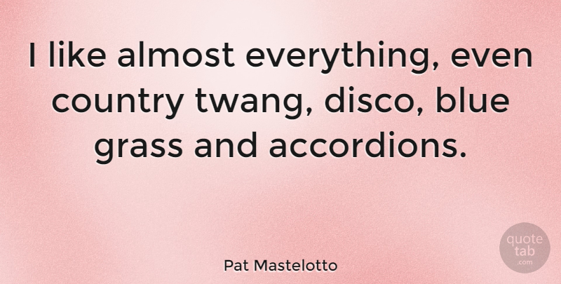 Pat Mastelotto Quote About Almost, Blue, Country, Grass: I Like Almost Everything Even...