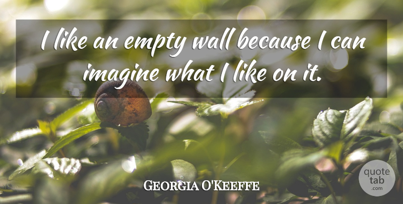 Georgia O'Keeffe Quote About Wall, Imagination, Imagine: I Like An Empty Wall...
