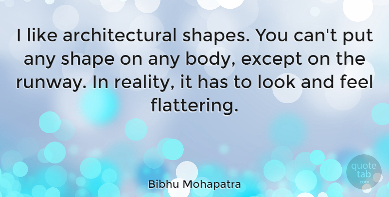 Bibhu Mohapatra Quote About Reality, Body, Shapes: I Like Architectural Shapes You...