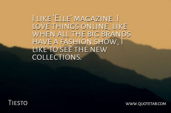 Tiesto Quote About Fashion, Magazines, Online: I Like Elle Magazine I...