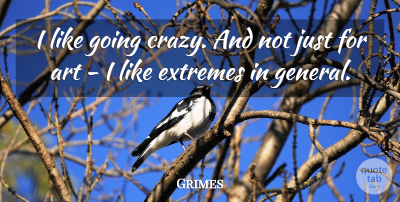 Grimes Quote About Art, Crazy, Going Crazy: I Like Going Crazy And...