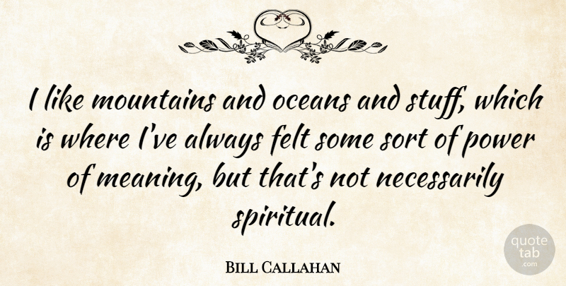 Bill Callahan Quote About Felt, Oceans, Power, Sort: I Like Mountains And Oceans...