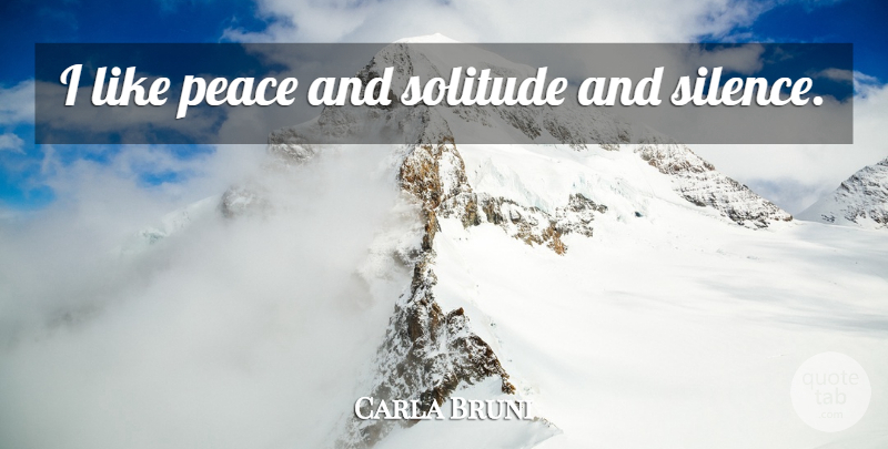 Carla Bruni Quote About Silence, Solitude: I Like Peace And Solitude...