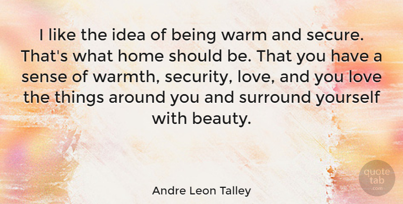 Andre Leon Talley Quote About Beauty, Home, Love, Surround, Warm: I Like The Idea Of...