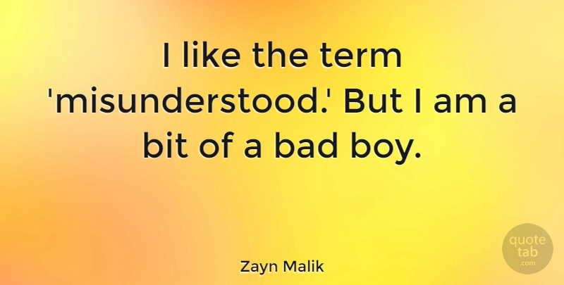 Zayn Malik Quote About Boys, Misunderstood, Bad Boy: I Like The Term Misunderstood...
