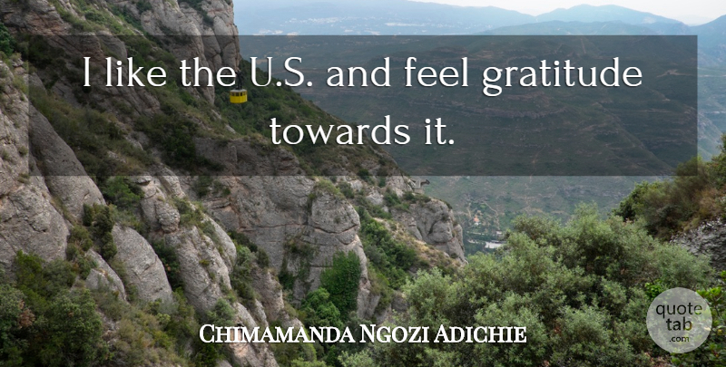 Chimamanda Ngozi Adichie Quote About Gratitude, Towards: I Like The U S...