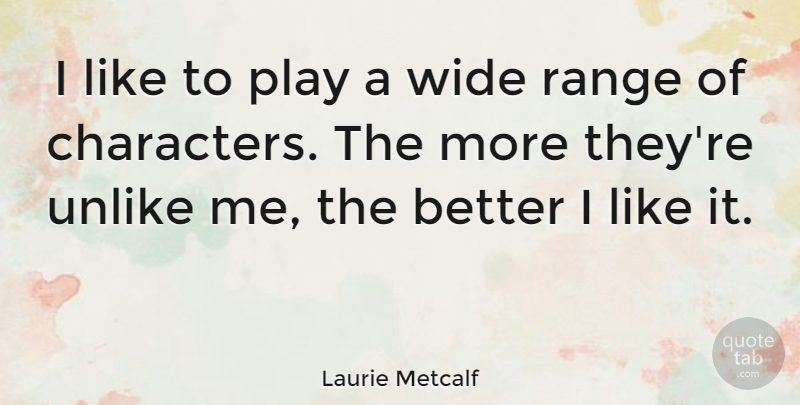 Laurie Metcalf Quote About Character, Play, Range: I Like To Play A...