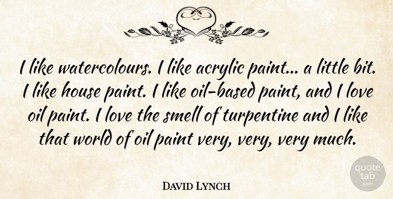 David Lynch Quote About House, Love, Paint: I Like Watercolours I Like...