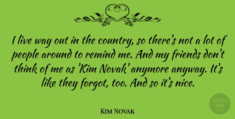 Kim Novak Quote About Country, Nice, Thinking: I Live Way Out In...