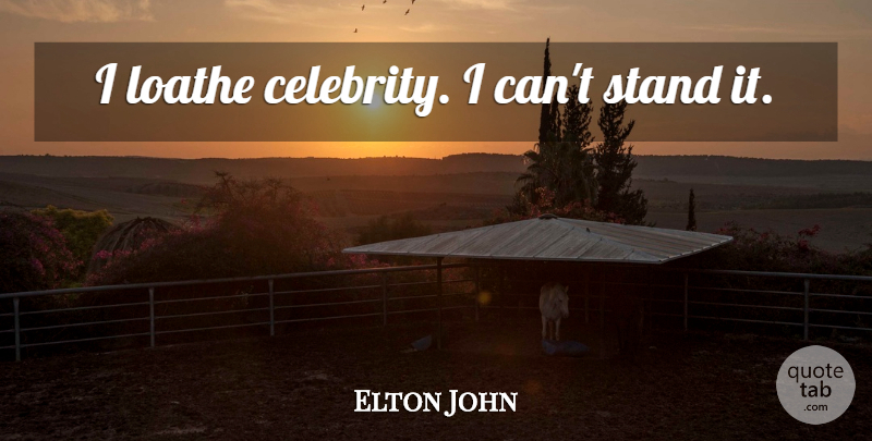 Elton John Quote About I Can, Loathe: I Loathe Celebrity I Cant...
