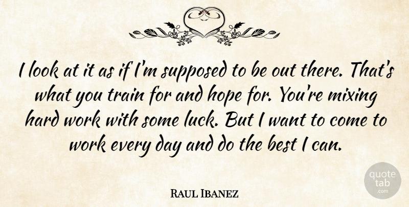 Raul Ibanez Quote About Best, Hard, Hope, Mixing, Supposed: I Look At It As...