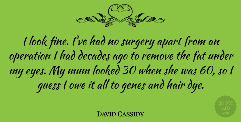 David Cassidy Quote About Eye, Hair, Looks: I Look Fine Ive Had...