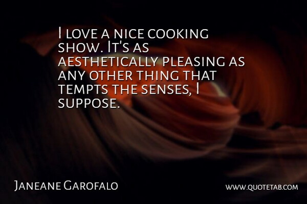Janeane Garofalo Quote About Love, Pleasing, Tempts: I Love A Nice Cooking...