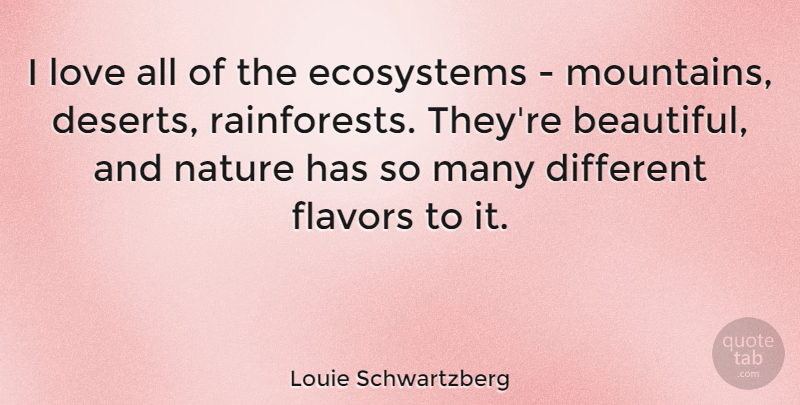 Louie Schwartzberg Quote About Ecosystems, Flavors, Love, Nature: I Love All Of The...