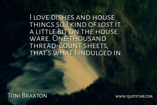 Toni Braxton Quote About Bit, Dishes, House, Lost, Love: I Love Dishes And House...