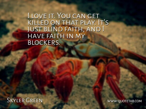 Skyler Green Quote About Blind, Faith, Love: I Love It You Can...