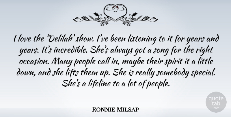Ronnie Milsap Quote About Song, Years, People: I Love The Delilah Show...
