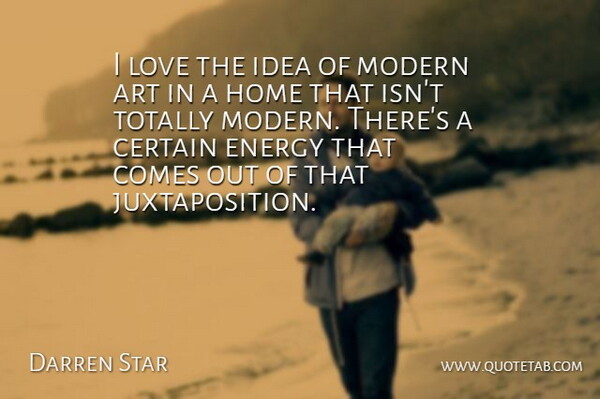 Darren Star Quote About Art, Certain, Energy, Home, Love: I Love The Idea Of...
